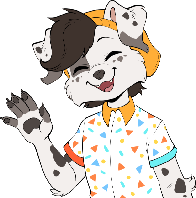 A picture of Ari Noble's dog mascot and self representation!